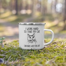 Funny Quote Cat Funny Coffee Mug for Cat Lover, I Work Hard So My Cat Ca... - $18.76