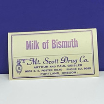 Drug store pharmacy ephemera label advertising Scott Portland OR Milk Bi... - £9.24 GBP