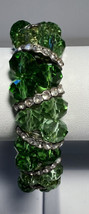 Bracelet Stretch Green Clear Geometric Beads Glass Stones Best 8 Wrist less - £20.59 GBP