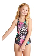 Justice Girls  Multi Straps Graphic Floral Swimsuit One Piece Multicolor... - $379.54 MXN