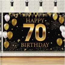 Fabulous 70th Birthday Bash Kit - Black Gold Party Decorations, Backdrop Banner, - $38.60