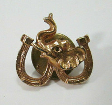 Gulf gas oil company Elephant Horse Shoe Pin lucky horseshoe 1950-60s po... - $13.00