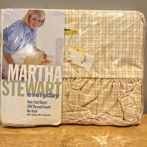 Martha Stewart Vintage Twin Flat Sheet Yellow Gingham Ruffled Edge Cotto... - $541.90 MXN
