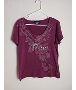 Harley Davidson Purple Logo Graphic Tshirt Women&#39;s Size L  2007 - $336.58 MXN