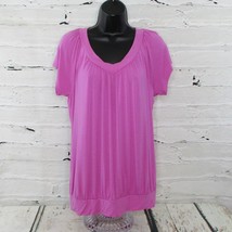 JM Collection Womens Medium (M) Stretch Knit Gathered Blouson Top Fuchsia Pink - £9.67 GBP