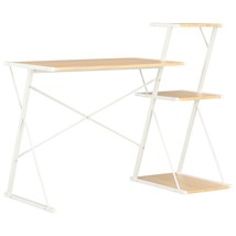 Desk with Shelf White and Oak 116x50x93 cm - £39.57 GBP