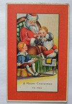 Vintage Christmas Postcard Santa Claus Baby Whitney Oneida NY 1919 Red Border - $19.80