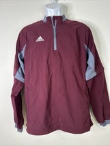 Adidas Mens Size S Maroon 1/4 Zip Pullover Lightweight Jacket Convertabl... - $14.90