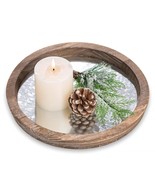 Round Decorative Rustic Wooden Tray For Coffee Table Farmhouse Centerpie... - £22.04 GBP