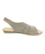 Not Rated Shanti Taupe Fabric Wedge Slide Flat Size 6.5 Peep Toe D&#39;Orsay - £23.69 GBP