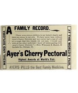 Ayers Cherry Pectoral Medicine 1894 Advertisement Victorian Worlds Fair ... - $27.41 CAD