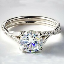 1.6ct Twisted Pave LC Moissanite Solitaire Engagement Ring Sterling Silver - £67.20 GBP