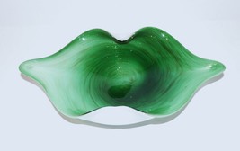 STUNNING MURANO ITALY ART GLASS CASED GREEN WHITE GOLD AVENTURINE 9 1/2&quot;... - $48.50