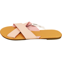 rue21 Crisscross Slide Sandals Pink Leather Casual Flat Slip On Womens Size 9 - £11.33 GBP