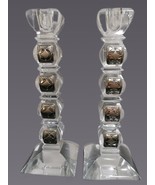 Pair of Rogaska Expo Lead Crystal / Sterling Silver Art Deco Candlestick... - €81,46 EUR