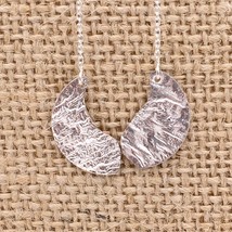 J TANDY sterling threader earrings - 925 silver hammered paisley chain 4&quot; long - £14.42 GBP