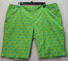 Coldwater Creek Chino Shorts Women&#39;s Size 20 Green Geometric Cotton Natu... - £18.00 GBP