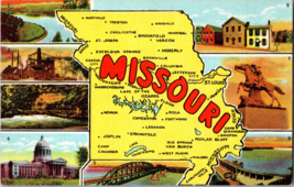 Vtg Postcard Greetings Missouri Map and Multiview Unposted - £4.36 GBP