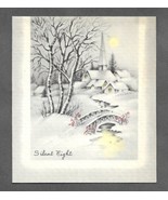 VINTAGE 1940s WWII ERA Christmas Greeting Card Art Deco SILENT NIGHT SNO... - $14.83