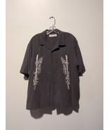 Island Republic Hawaiin Silk Button Up Shirt- Size L Gray Floral Palms P... - $286.50 MXN