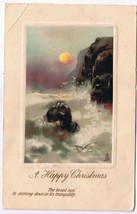 Christmas Art Postcard Happy Christmas Broad Sun M Morris - $2.05