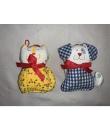 Vintage Hallmark 1981 &amp; 82 Blue Gingham Puppy &amp; Yellow Calico Kitty Cat ... - $425.98 MXN