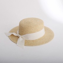 2022 New Summer  Raffia  Hat  Temperament Bow Flat Top Straw Hats For Women's Va - $190.00