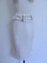 NWT Marc New York Andrew Marc Faux Leather Pencil Skirt XS Ivory w Belt Stretch - £27.96 GBP