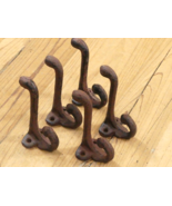 5 RUSTIC COAT HOOKS CAST IRON ACORN 3 1/4&quot; LONG HOOK HAT WALL SCHOOL TOWEL - $366.69 MXN