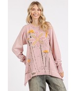 Mittoshop Flower Graphic Print and Patch Oversized Sweatshirt - $87.04 CAD