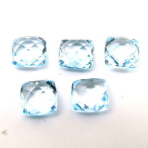 6.6Ct 5pc 6mm Natural Blue Topaz Setting Cushion Checker Faceted VVSI Gemstones - £44.63 GBP