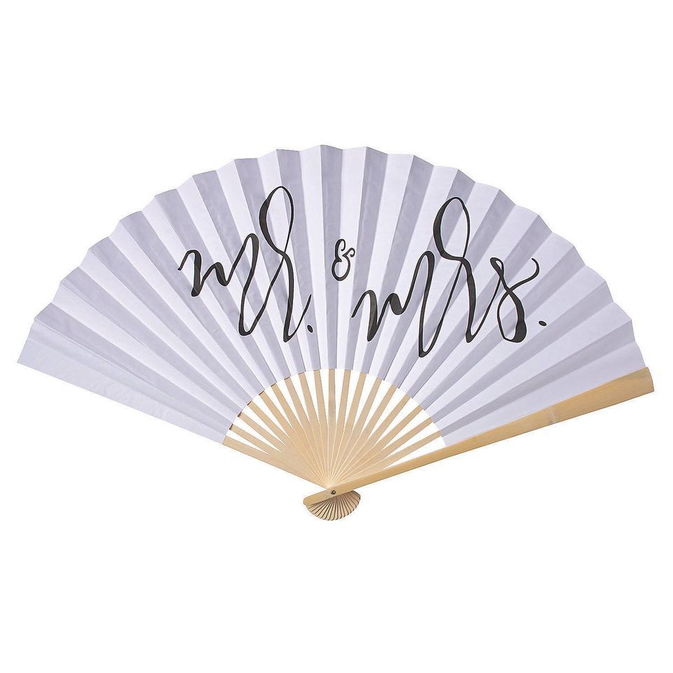 Primary image for NEW Jumbo Mr. & Mrs. Hanging Fan Bridal Wedding Decor bamboo 24 inches