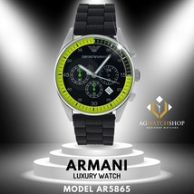 Emporio Armani Chronograph Black Dial Black Rubber Strap Watch For Men - AR5865 - $130.91