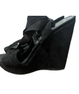 Stuart Weitzman Black Wedge Heels Suede Lace Up Size 6 Women’s Dress Shoe - $28.51