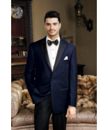Liam Navy Velvet Peak Lapel Tuxedo Jacket Only Traditional Fit - $4,548.64 MXN