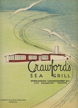 Crawford&#39;s Sea Grill Menu Overlooking Commencement Bay Tacoma Washington 1950&#39;s - £93.38 GBP