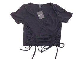 Forever 21 Black Knit Scrunch Crop Top Size S - $9.07