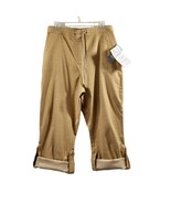 Denim &amp; Co Wmns L Tan Drawstring Zip, Hook &amp; Loop Linen Convertible Leg ... - €21,47 EUR