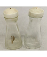 vintage pryrex clear glass plastic tops salt and pepper shakers retro gl... - $19.75