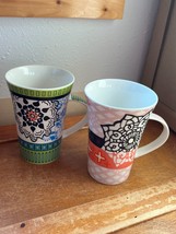 Lot of Signature Green &amp; Blue &amp; Pink &amp; Orange Floral Tall Ceramic Coffee... - £11.71 GBP
