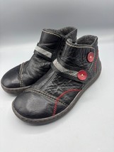 Rieker Womens Ankle Boots 39 Black Leather Red Button Detail - $455.17 MXN