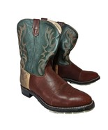Double H Western Boots Mens 13 D Green Brown Leather Cowboy Roper Ranch ... - €72,04 EUR