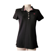 Aeropostale Polo Shirt Black Pink Women&#39;s Size Medium Short Sleeves - $12.00