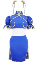 DAZCOS Women&#39;s US Size Game Fighter Cosplay Costume Blue Cheongsam with ... - $34.65