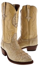 Cowboy Western Boots Leather Crocodile Hornback Rustic Sand J Toe Botas - £159.83 GBP