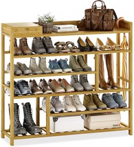 6 Tier Bamboo Solid Wood Shoe Rack Organizer For Entryway Shelf By Bamworld, For - £81.21 GBP
