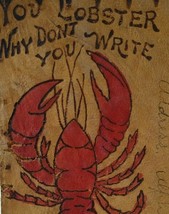 Leather Postcard You Lobster Why Don&#39;t You Write Vintage Antique Original Iowa - £28.47 GBP