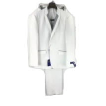 Tony Blake White Gray Suit Men&#39;s 3 Piece Slim Fit Flat Front Pants Size 40S - £95.91 GBP