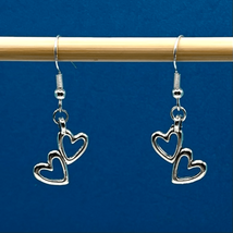 BAX Sterling Hearts Together Dangle Earrings - £33.16 GBP
