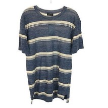 NWT Mens Size Size Large Zara Man Blue Beige Linen Blend Striped Knit Sw... - $28.41